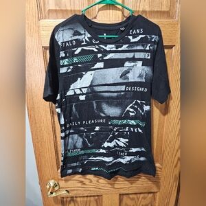 Black Graphic T-Shirt with Green Accents